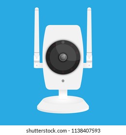 IP Camera with Mic and Dual Wifi Antenna modern design isolated vector 