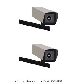 IP CCTV camera install by have water proof cover to protect camera with home security system concept.Security cam, cctv video camera, street observe surveillance equipment front and side angle view.
