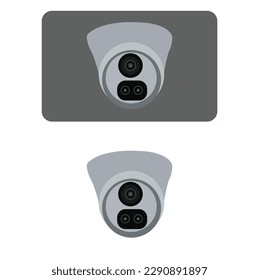 IP CCTV camera install by have water proof cover to protect camera with home security system concept.Security cam, cctv video camera, street observe surveillance equipment front and side angle view.