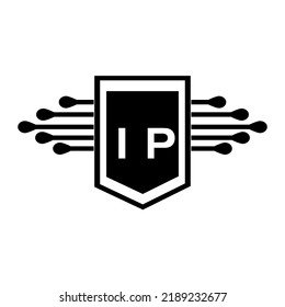  IP creative circle letter logo concept. IP letter design.
