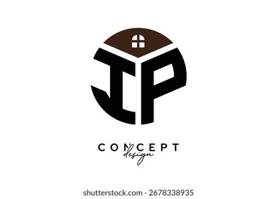 IP Creative Real Estate Monogram Logo Concept Design in Circle Shape