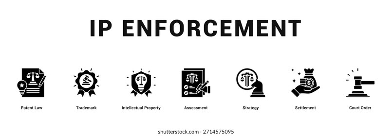 Ilustración de Anuncio de Web moderno y limpio con iconos temáticos para la comunicación visual