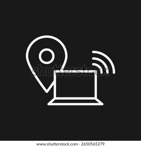IP Geolocation and Wi-Fi Hotspot Finder Icon with Laptop and Map Pin
