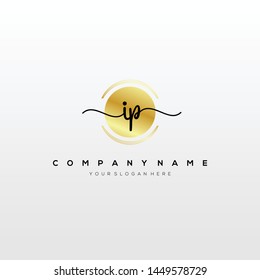 IP handwriting initial logo template vector.