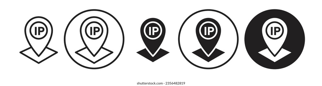 Ip icon. computer dedicated ip symbol. Vector set of online mobile internet vps location pin. Flat outline of voip protocol navigation web app ui sign. web page digital ip address locator logo. 