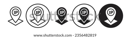 Ip icon. computer dedicated ip symbol. Vector set of online mobile internet vps location pin. Flat outline of voip protocol navigation web app ui sign. web page digital ip address locator logo. 