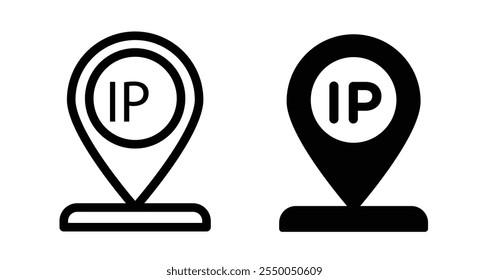 Ip Icon set in black filled and line.