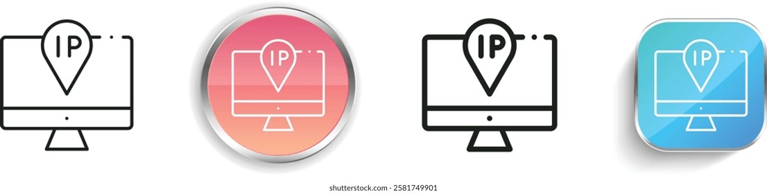 IP icon. Thin Linear, Regular and Button Style Design Isolated On White Background