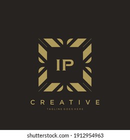 IP initial letter luxury ornament monogram logo template vector.
