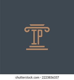 IP initial monogram for lawfirm logo with pillar design