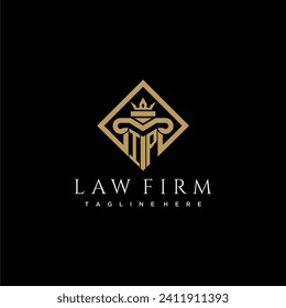 IP initial monogram logo for lawfirm with pillar in creative square design