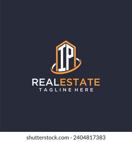 IP initial monogram logo real estate with building style design vector
