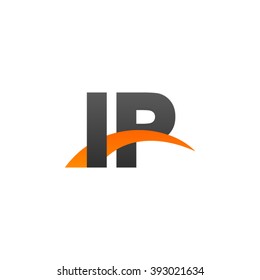 IP initial overlapping swoosh letter logo black orange