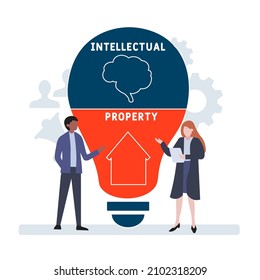 IP - Intellectual Property acronym. business concept background.  vector illustration concept with keywords and icons. lettering illustration with icons for web banner, flyer, landing pag
