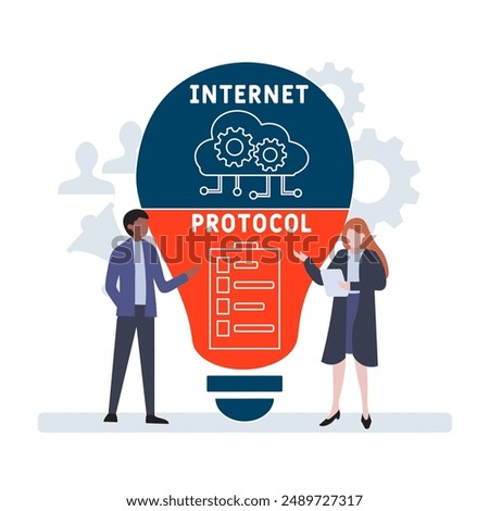 IP - internet protocol acronym, concept background. vector illustration concept with keywords and icons. lettering illustration with icons for web banner, flyer