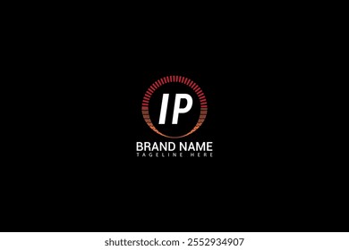 Design do logotipo da letra IP no plano de fundo preto. Conceito de logotipo de letra de iniciais criativas de IP. Design exclusivo de IP.