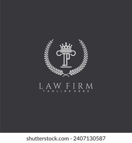 IP letter monogram logo for lawfirm with pillar  crown image design