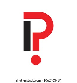 IP letter with question mark logo design vector