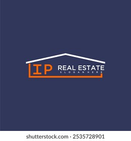 IP letter roof shape logo for real estate with house icon design