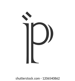 ip letter vector logo