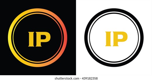 IP letters icon design template elements in abstract background logo, design identity in circle, alphabet letter