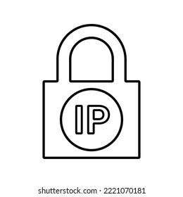 Ip, lockout, ban icono de línea. vector de contorno.