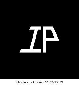 Monograma abstracto del logotipo IP aislado en fondo negro