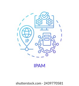 Ip management blue gradient concept icon. Network administration, web protocols. Internet infrastructure, data transferring. Round shape line illustration. Abstract idea. Graphic design. Easy to use