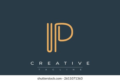IP Minimalistic Line Art Logo Design with Abstract Lettering. Abstract minimalistic logo design featuring a sleek line art style.