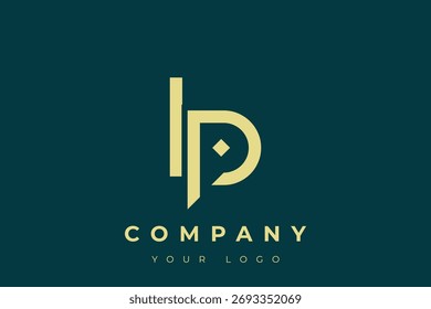 IP moderno logotipo de oro. Este moderno y elegante logotipo presenta un elegante diseño de monograma que combina las letras A y B en una forma estilizada y minimalista.