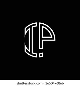 IP monogram logo circle ribbon style outline design template