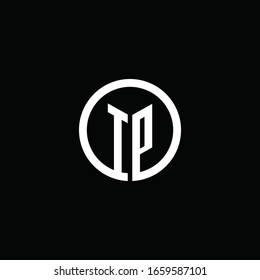 IP monogram logo isolated with a rotating circle