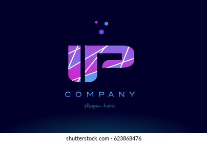 ip i p  creative color blue background pink purple magenta alphabet letter company logo vector icon