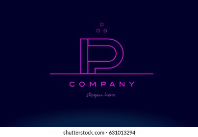 ip i p letter alphabet text pink purple dots contour line creative company logo vector icon design template