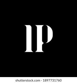 IP I P letter logo design. Initial letter IP uppercase monogram logo white color. IP logo, I P design. IP, I P