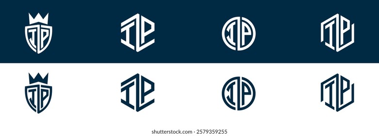 IP PI letter logo set design