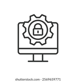 IP security icon in line design. IP, security, network, protection, surveillance, camera, monitoring on white background vector. IP security editable stroke icon