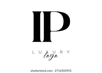 IP Serif Letter Monogram Typography Logo for Elegant Premium Branding Identity
