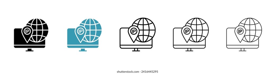 IP Tracking Vector Icon Set. GPS and map track for IP network tracking technology vector symbol for Ui Designs.