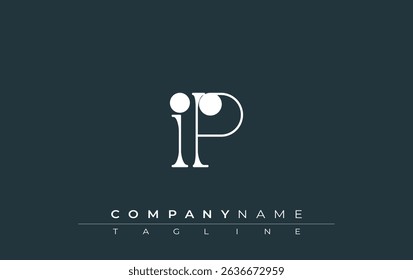 IP Typography Logo Design. Stylish monogram design depiction featuring the letters I and P combined in an artistic signature style, delivering a unique and creative visual representation.