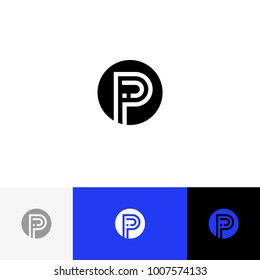 IP vector monogram in circle. Logo, icon, symbol, sign from letters i and p. Flat logotype design with red color for company or brand.