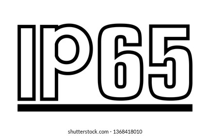 IP65 protection certificate standard icon. Water and dust or solids resistant protected symbol. Vector illustration. eps10