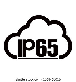 IP65 protection certificate standard icon. Water and dust or solids resistant protected symbol. Vector illustration. eps10
