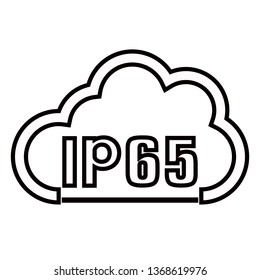 IP65 protection certificate standard icon. Water and dust or solids resistant protected symbol. Vector illustration. eps10