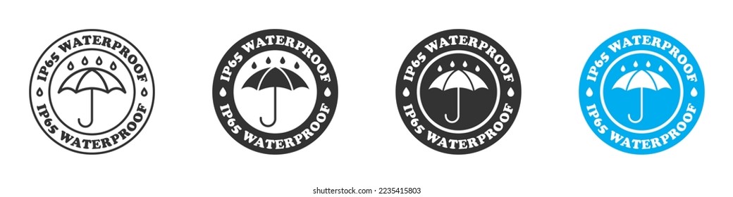 IP65 waterproof logo. Water resistance level icon. Vector illustration.