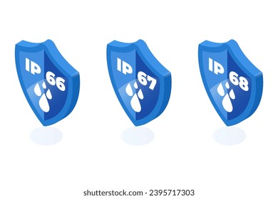 ip66, ip67, ip68 icon set. Vector illustration.