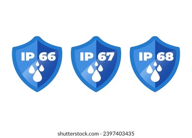 ip66, ip67, ip68 icon set. Vector illustration.