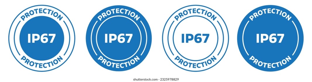 conjunto de iconos de protección ip67. conjunto de iconos de etiquetas a prueba de agua ip67.