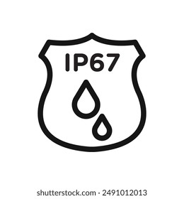 IP67 wasserdichtes Symbol Schwarze Linie Kunst Vektorgrafik Logo