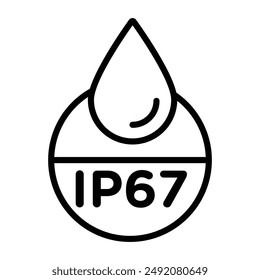 IP67 waterproof icon linear logo mark in black and white